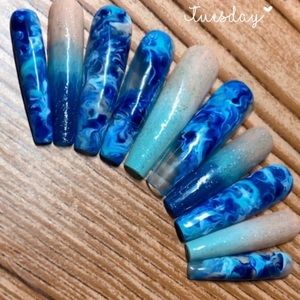 XXL Marble Beach Vibes press on nail